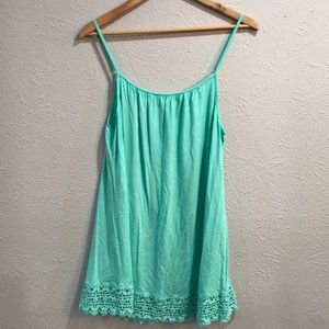 Mint green lace bottom tank